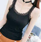 Women's Cotton Camisole with Lace Trim - White The Max Mall