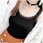 Women's Cotton Camisole with Lace Trim - White The Max Mall