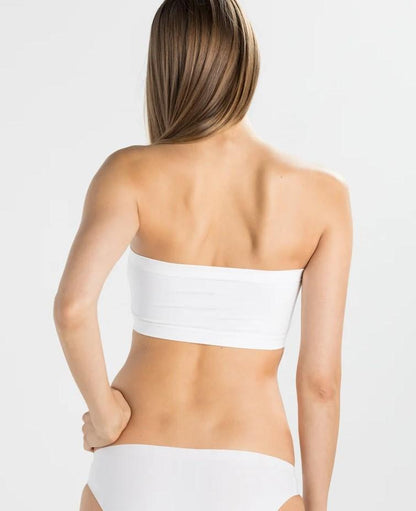Women Seamless Strapless Tube Bra Set (2-Pack) - White Spandex