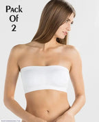 Women Seamless Strapless Tube Bra Set (2-Pack) - White Spandex The Max Mall
