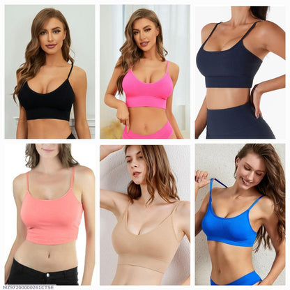 Women V-Shape Non Padded Sports Bra - Multicolor Jersey