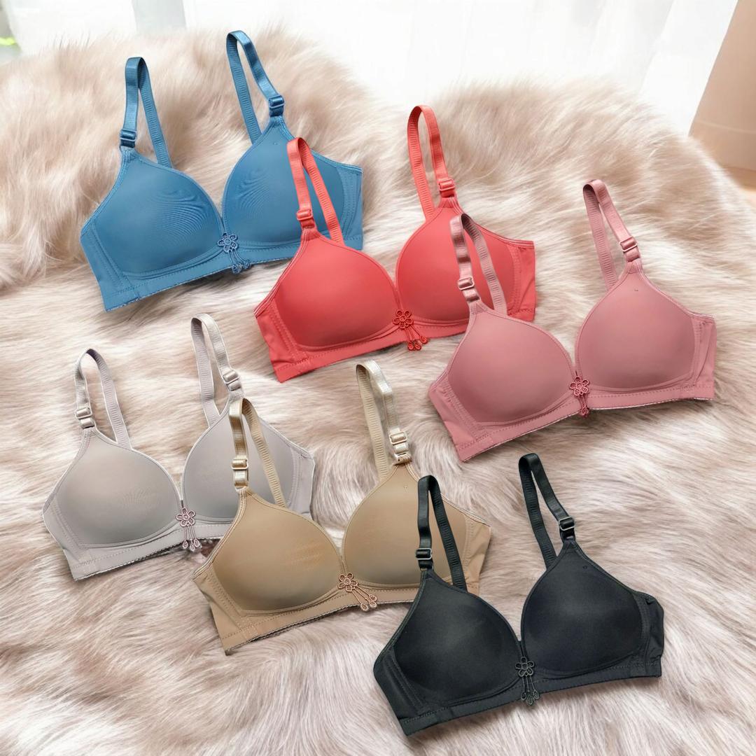 Women Push-Up Padded Bra - Brown Silk Plain Design
