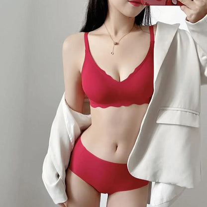Women Push-Up Padded Bra with Red Crystal Detailing - Maroon Malai