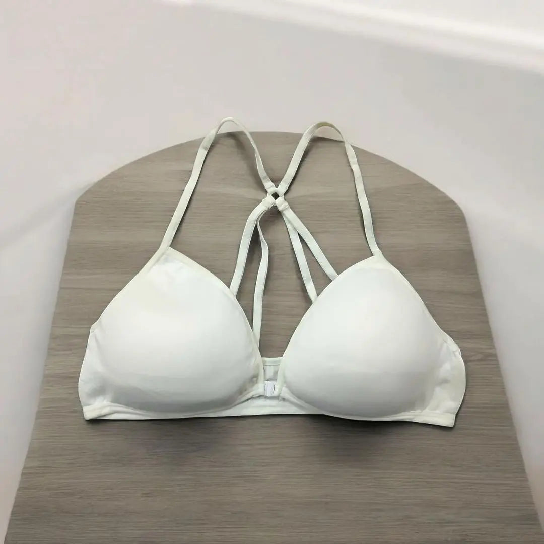 Women Front Button Bra with Double Crisscross Straps - White Jersey The Max Mall