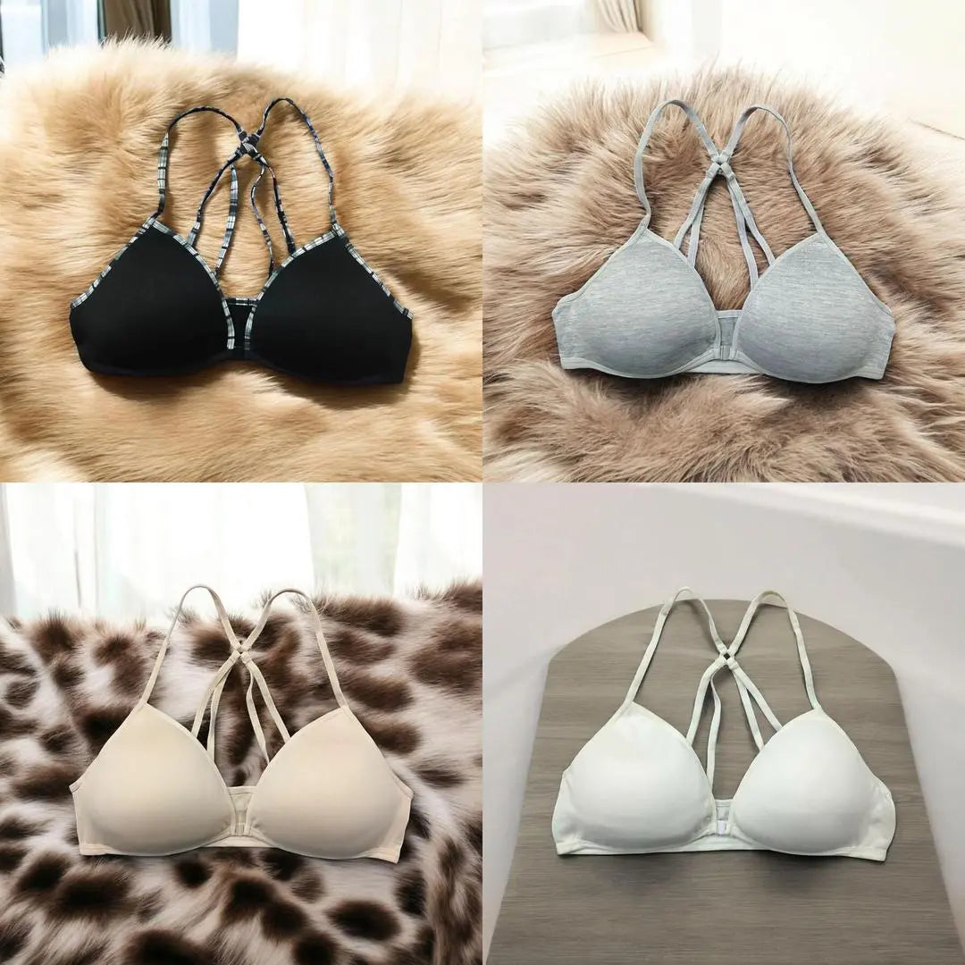 Women Front Button Bra with Double Crisscross Straps - White Jersey The Max Mall