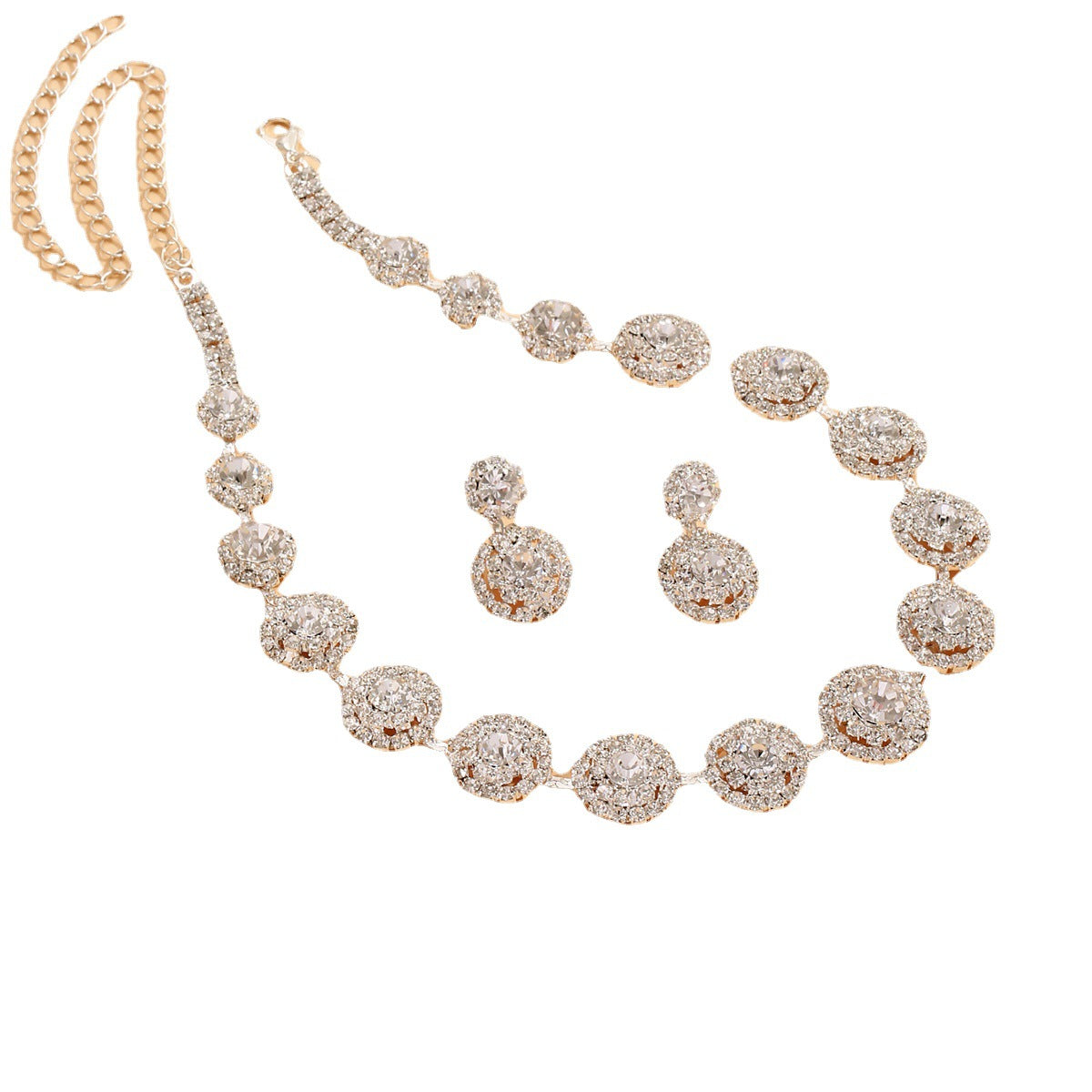 Rhinestone Bamboo Necklace Jewelry Set