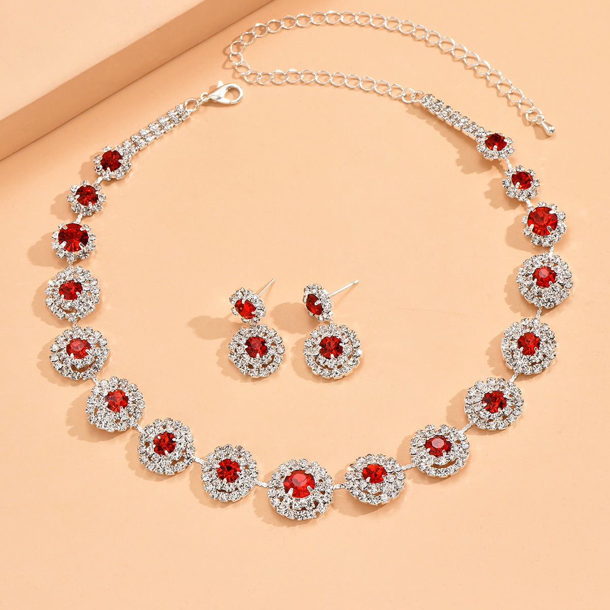 Rhinestone Bamboo Necklace Jewelry Set