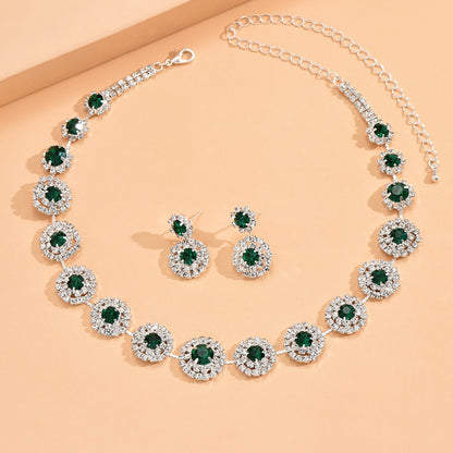 Rhinestone Bamboo Necklace Jewelry Set