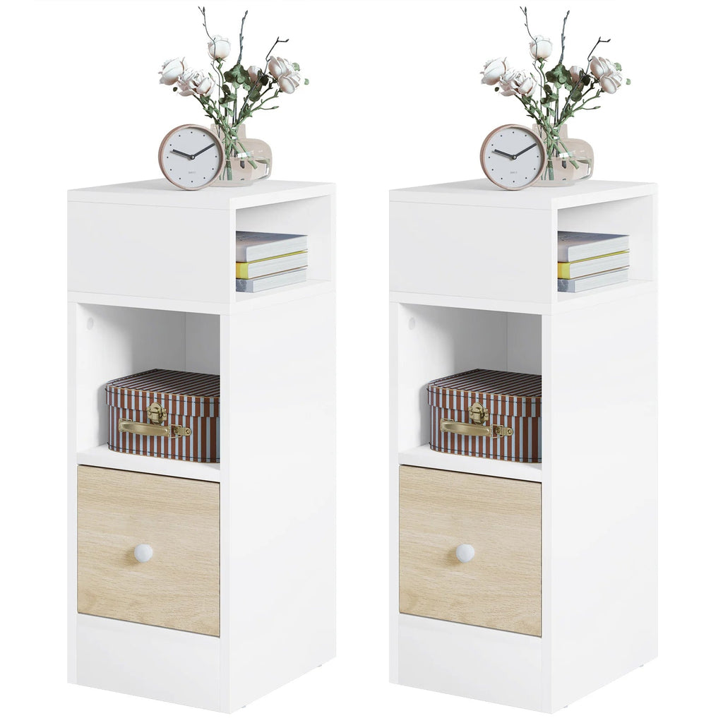 WOLTU 2PCS Narrow Bedside Table Nightstand with Open Shelves The Max Mall