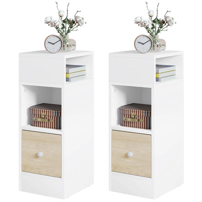 WOLTU 2PCS Narrow Bedside Table Nightstand with Open Shelves
