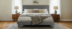 Upholstered Bed Frame with Adjustable Headboard HOOMIC
