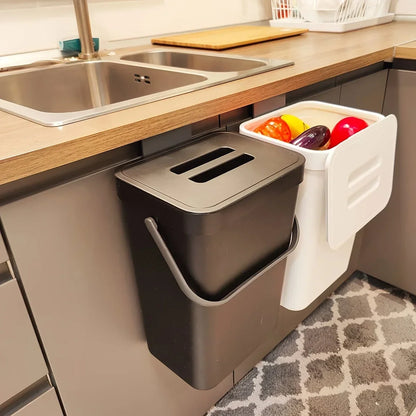 Kitchen Waste Bin Household Countertop Container with Lid for Rubbish Composter