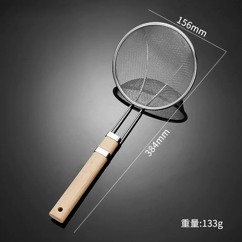 Multi Specification Stainless Steel Wooden Handle Mesh Colander