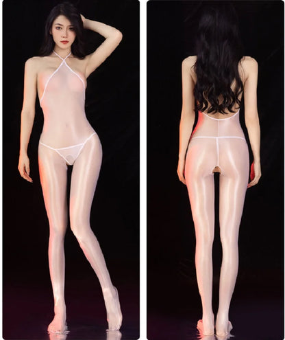 Sexy Backless Open Crotch Jumpsuit Ultra-thin