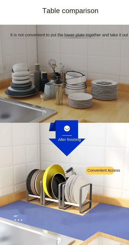 Kitchen Cabinet Plate Organizer - Multi-Function Dish Storage Rack