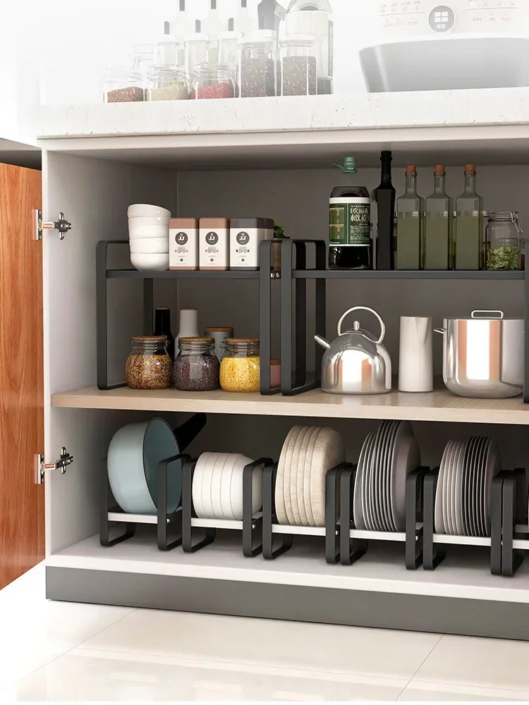 Kitchen Cabinet Plate Organizer - Multi-Function Dish Storage Rack