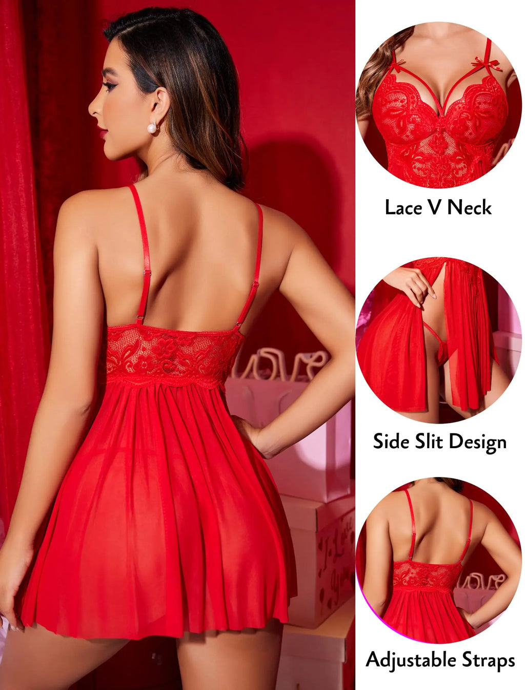 Elegant Lace Babydoll Nightgown