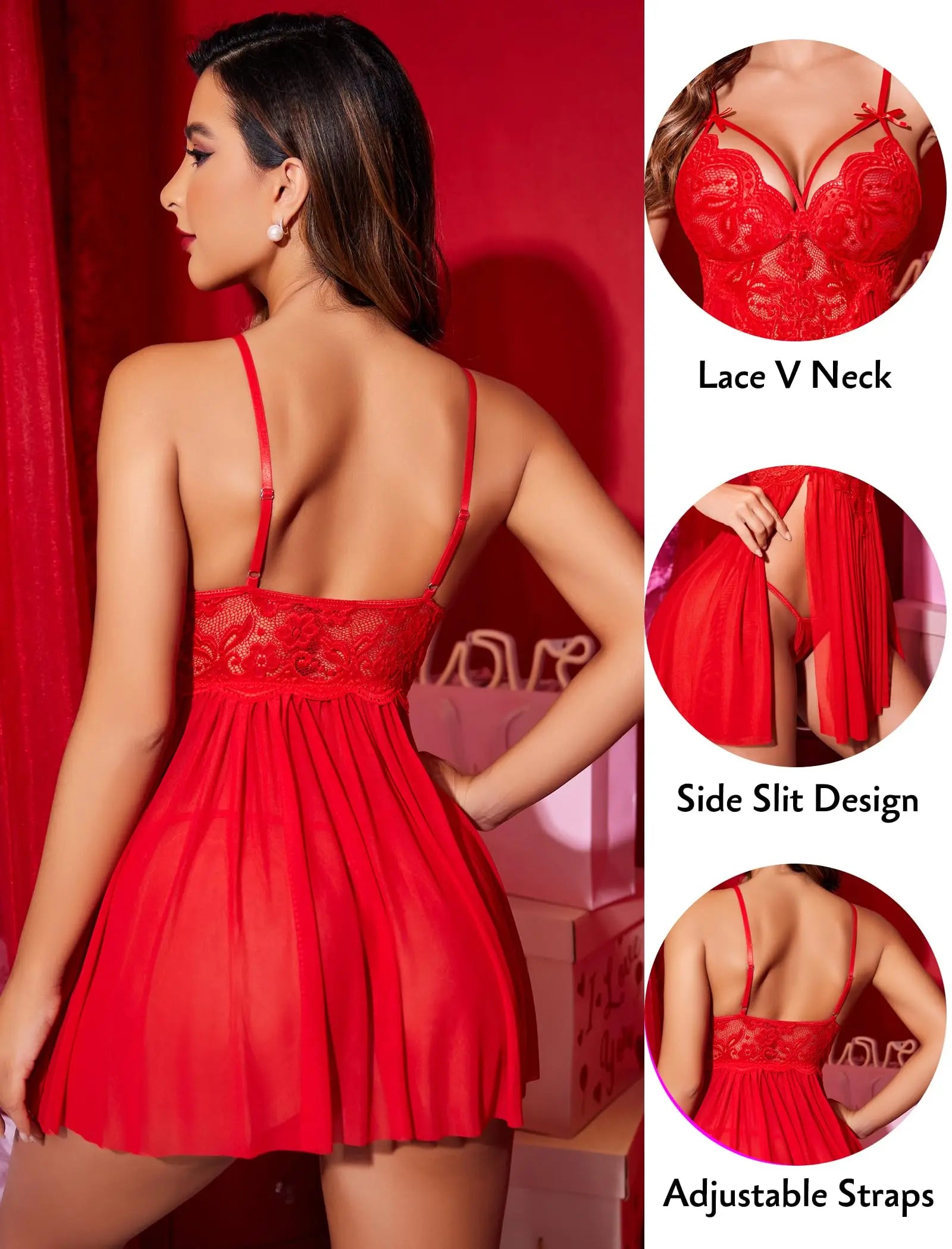 Elegant Lace Babydoll Nightgown