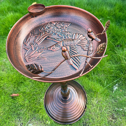 Outdoor Bird Bath - Iron Round Base Garden Feeder