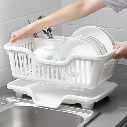 Kitchen Drainage Rack With Drainer Board Countertop Utensils Plates