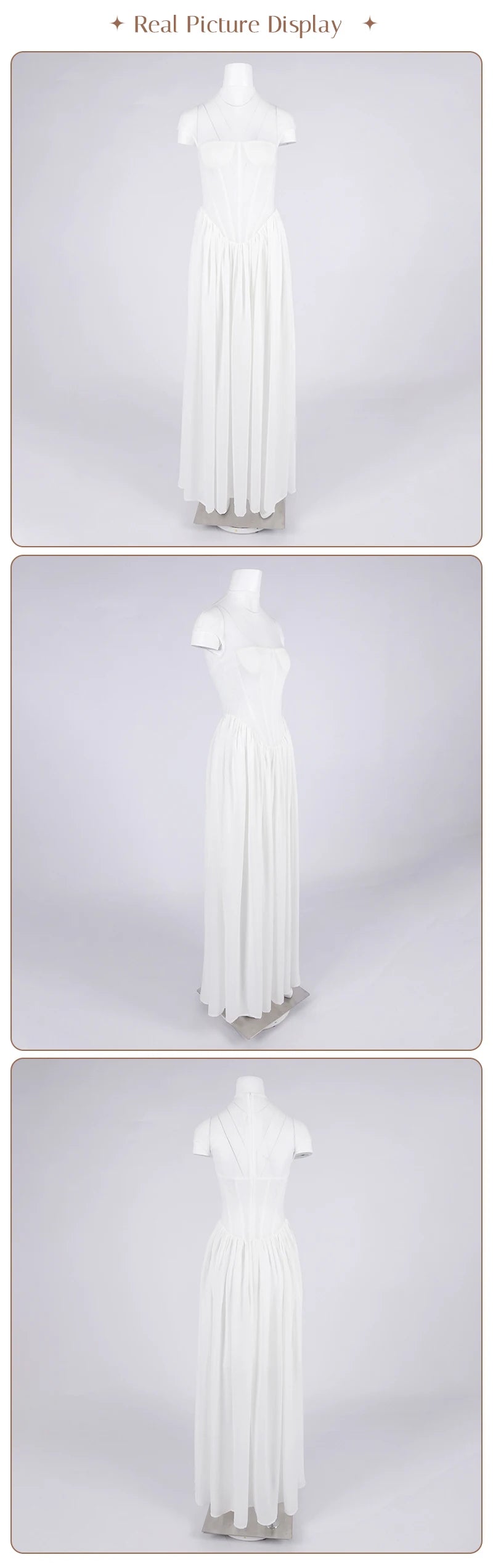 Elegant White Sheer Illusion Dress with Tulle Skirt–Temperament Sleeveless