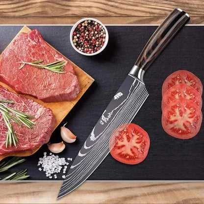 Laser Damascus Kitchen Knife