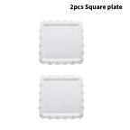 Rectangular Dessert Plates Set of 2 - Reusable PP Plastic Square Serving Plates The Max Mall