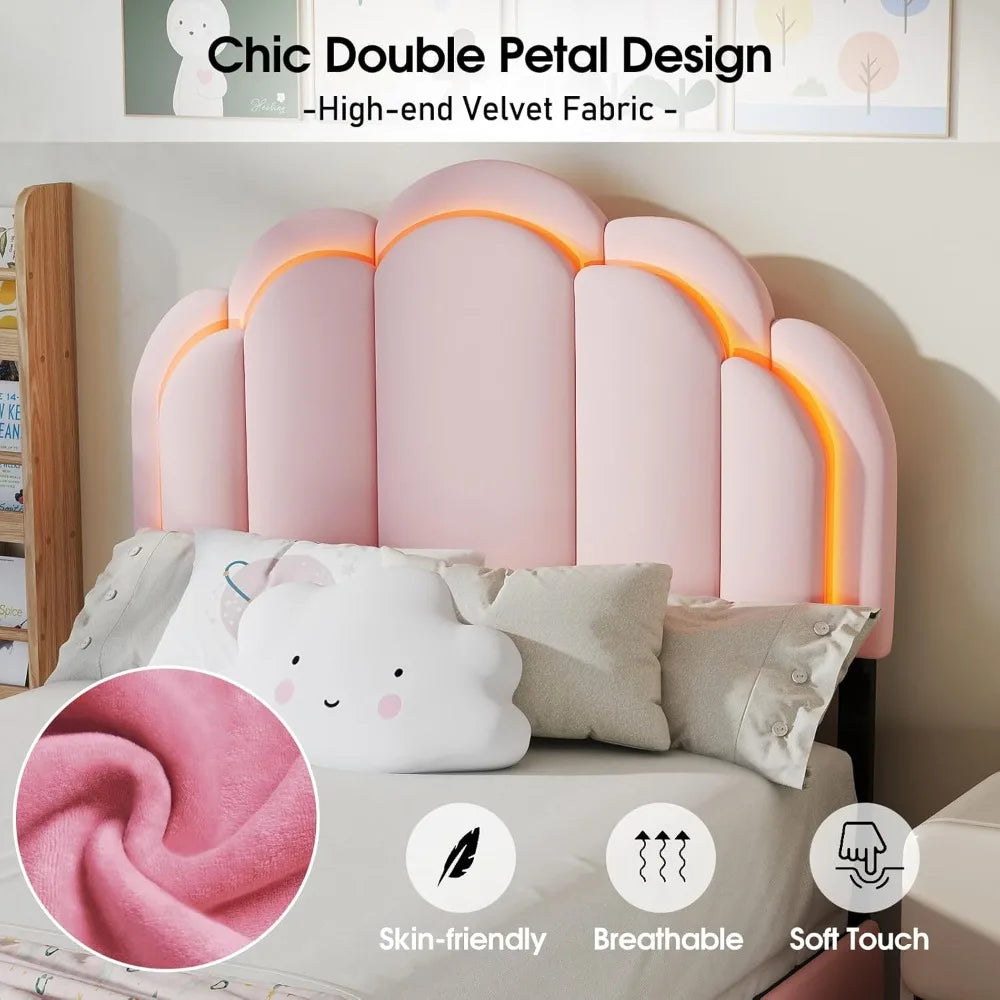 ANGDUO Princess Bed Frame with LED Lights