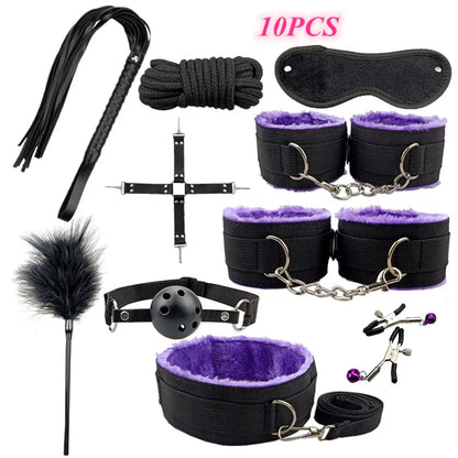 Sex Products BDSM Bondage Set Handcuffs Anal plug Tail