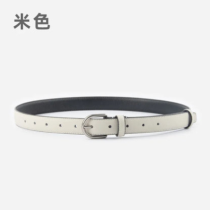 pipiTan Women's Lychee Texture Cowhide Belt