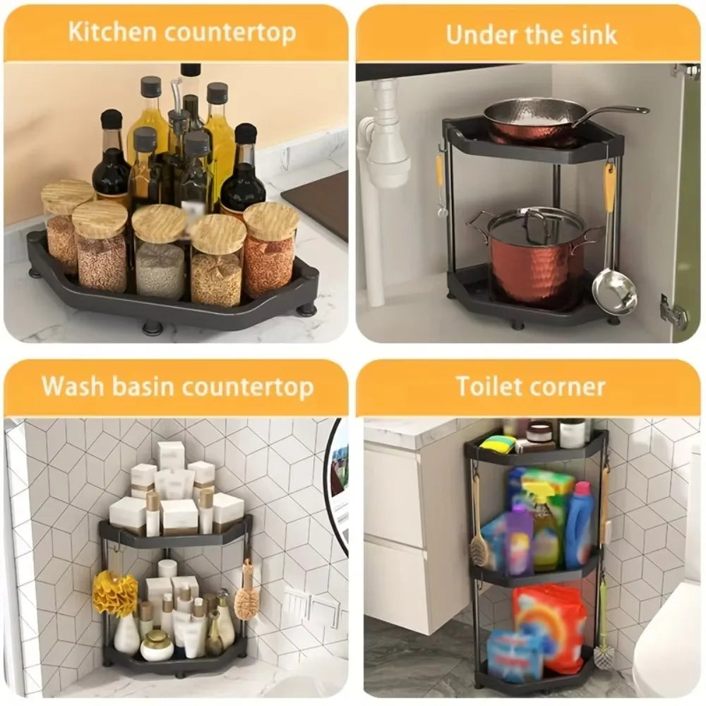 Kitchen Seasoning Shelf Spice Countertop Corner Stands Multi-layer Storage