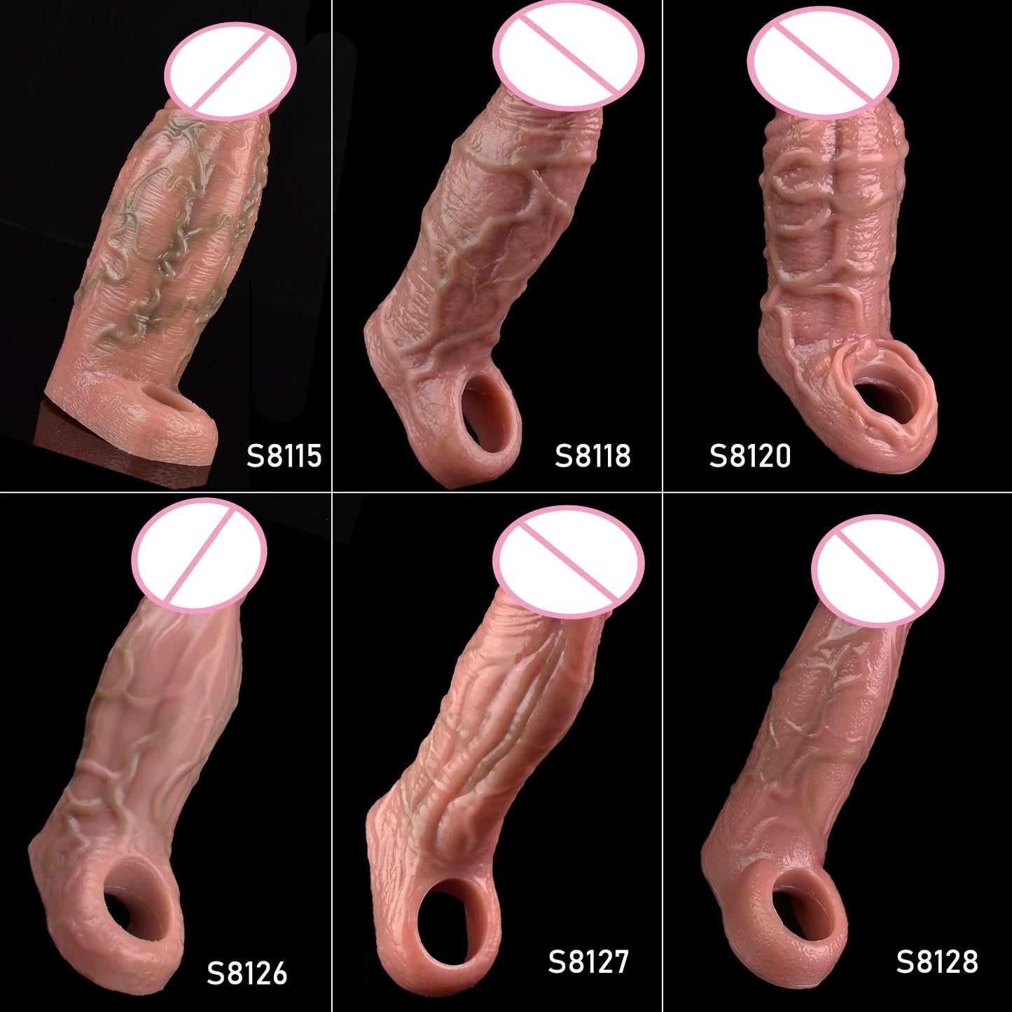 5 Styles Adult Men Penis Sleeve With Anti-drop Silicone Dick Extender