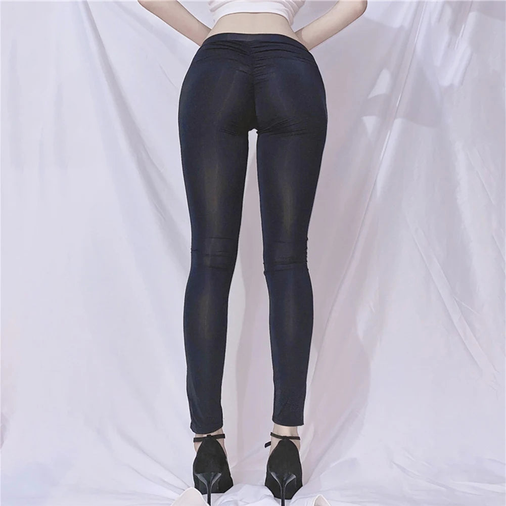 Women's High Waist Sheer Nylon Leggings