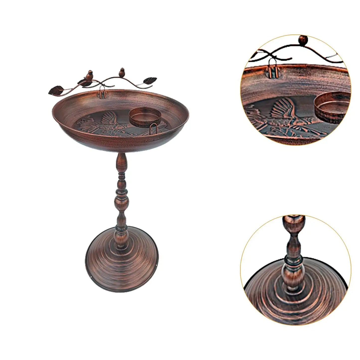 Outdoor Bird Bath - Iron Round Base Garden Feeder