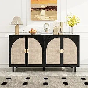 ZHUXIANG Rattan Cabinet - Modern Storage Sideboard