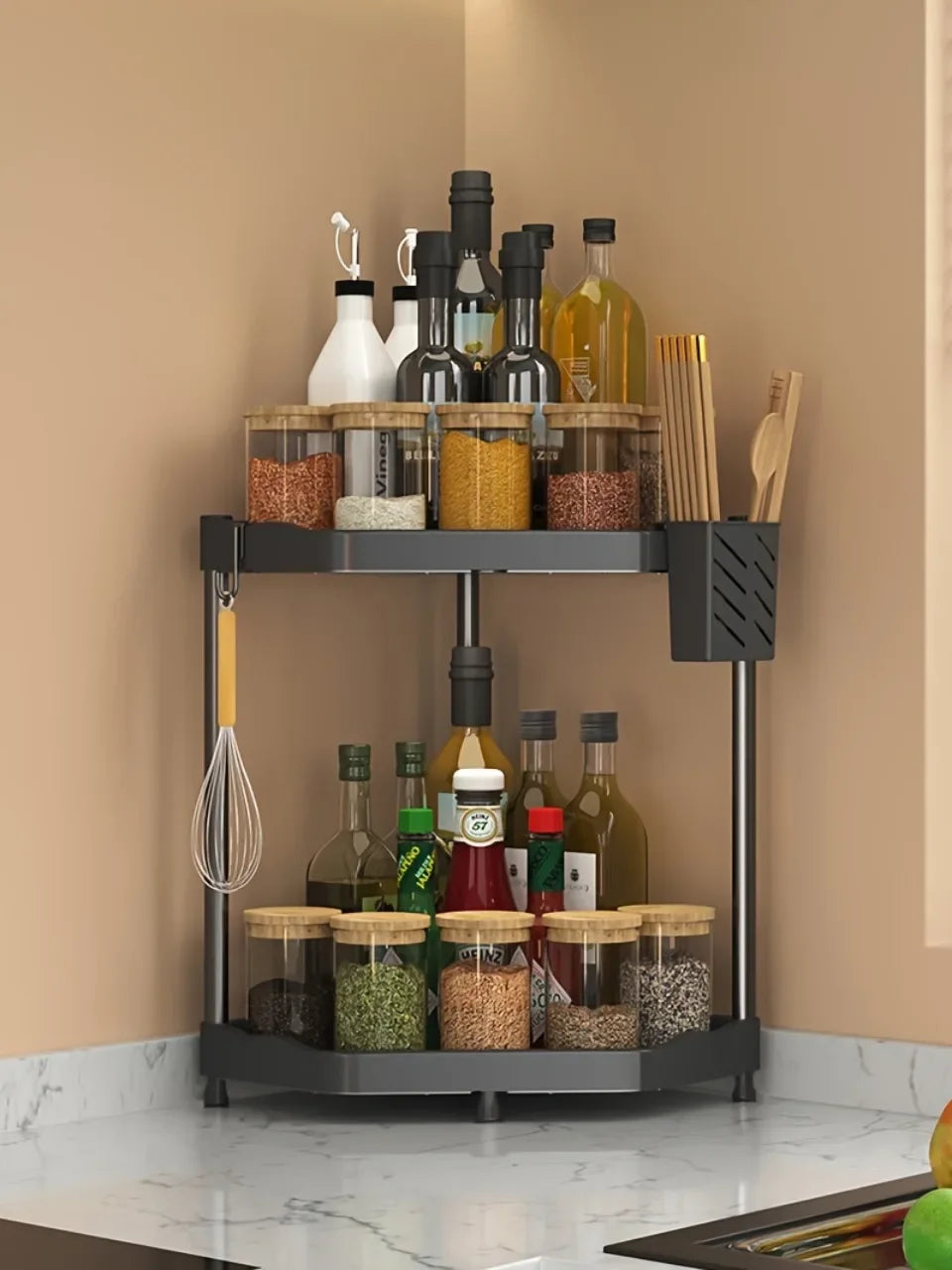 Kitchen Seasoning Shelf Spice Countertop Corner Stands