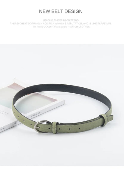 pipiTan Women's Lychee Texture Cowhide Belt