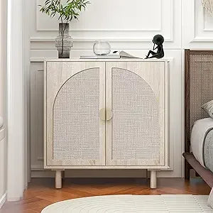 ZHUXIANG Rattan Cabinet - Modern Storage Sideboard