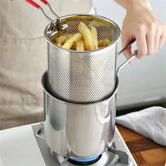 Small Frying Pan With Frying Basket Household Stainless Steel