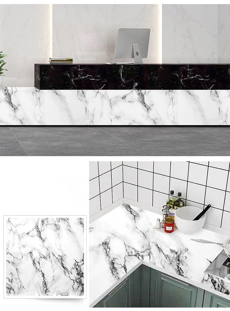 Kitchen living room waterproof and oil-proof sticker self-adhesive 40cm renovation marble thickened wallpaper wallpaper home
