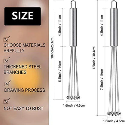 Stainless Steel Ball Whisk Set Manual Mixer