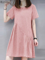ZANZEA Striped Dress - Short Sleeve Vintage ZANZEA
