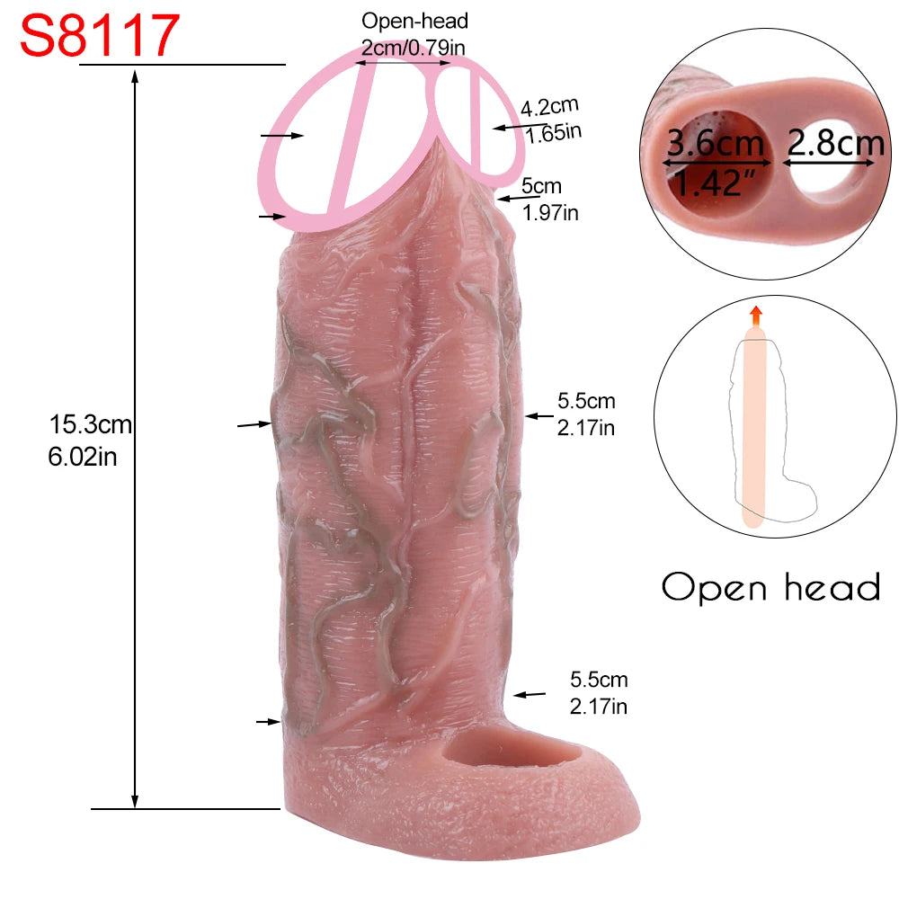 5 Styles Adult Men Penis Sleeve With Anti-drop Silicone Dick Extender