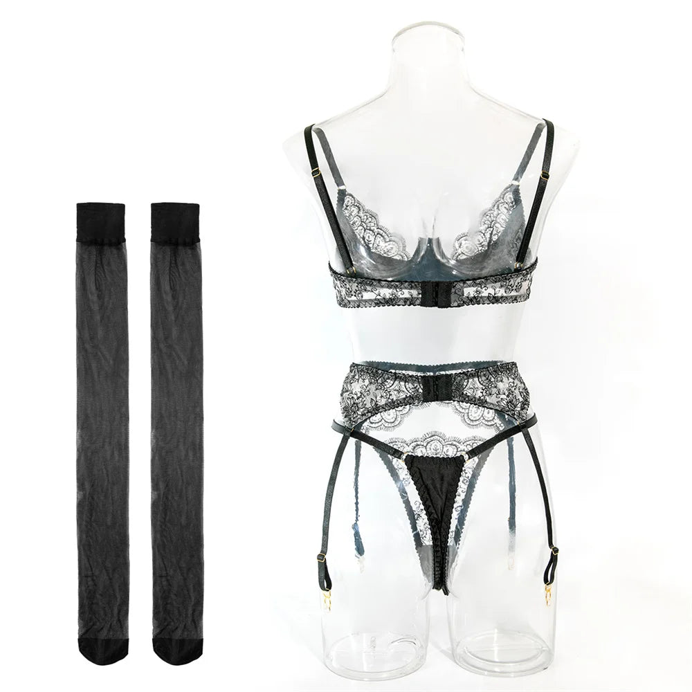 Krasapt Floral Embroidery Bustier Set