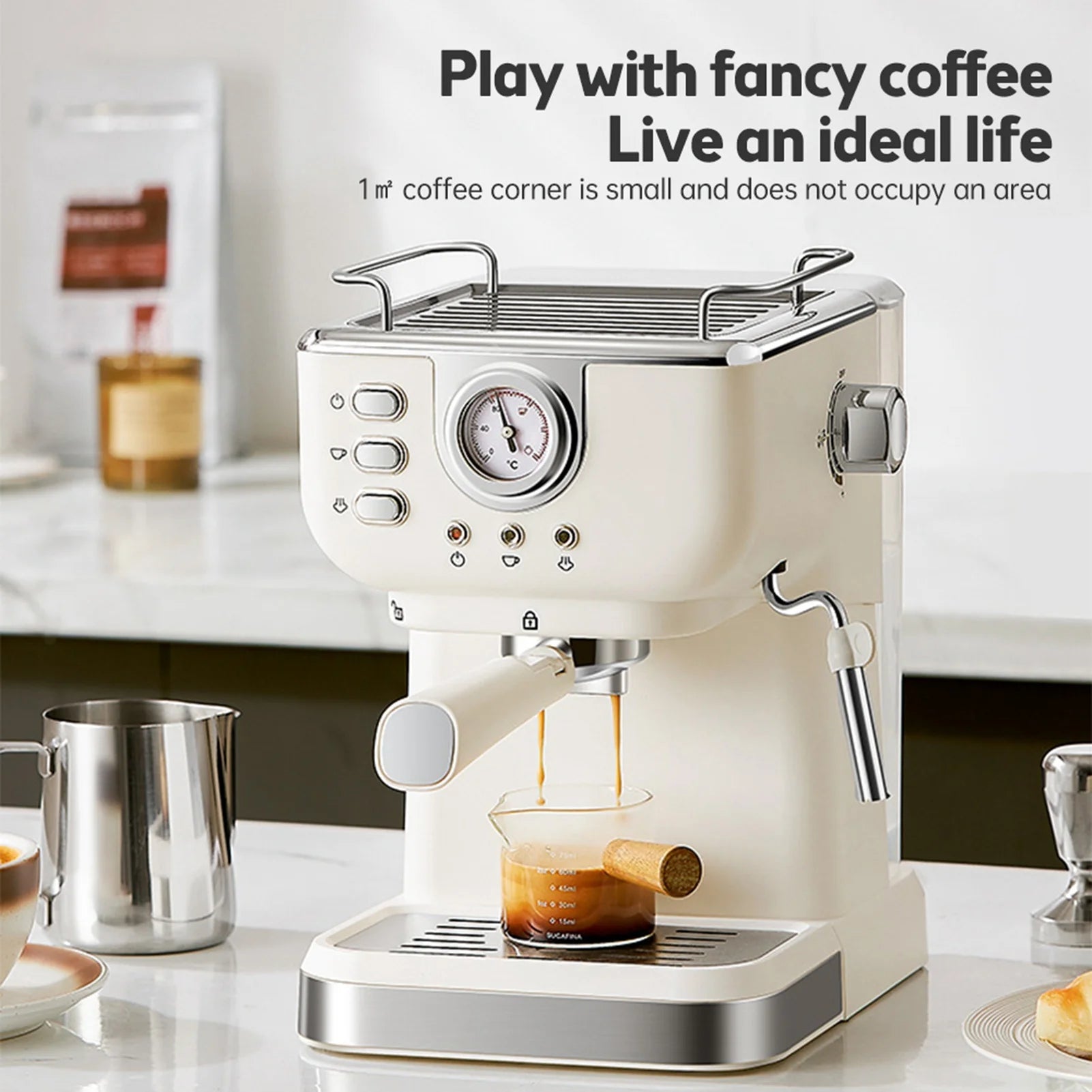 Coffee Maker 1050W 1.5L Large Capacity Semi Automatic The Max Mall