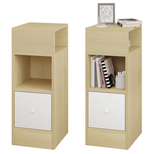 WOLTU 2PCS Narrow Bedside Table Nightstand with Open Shelves