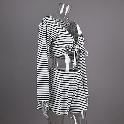 Linad Striped V-Neck Set
