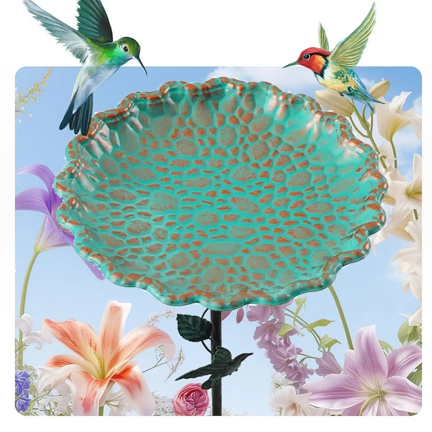 Metal Bird Bath - Vintage 5-Prong Base Iron Pedestal