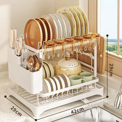 Kitchen Dish Rack with Utensil Storage