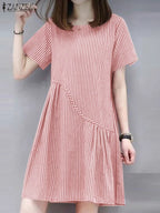 ZANZEA Striped Dress - Short Sleeve Vintage ZANZEA